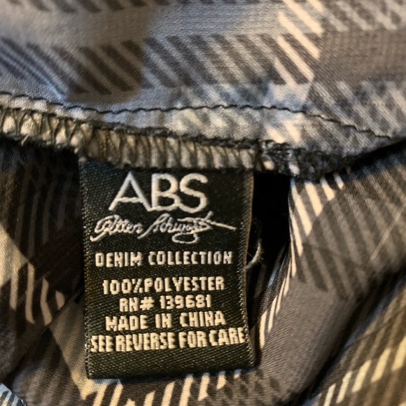 ABS sheer button up blouse front pockets plaid - Picture 8 of 8